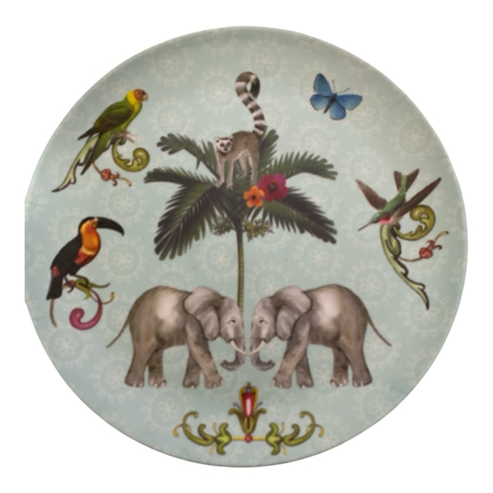 Harvest Green Studio Blue Jungle Elephant Plates & Tumblers, Set of 4